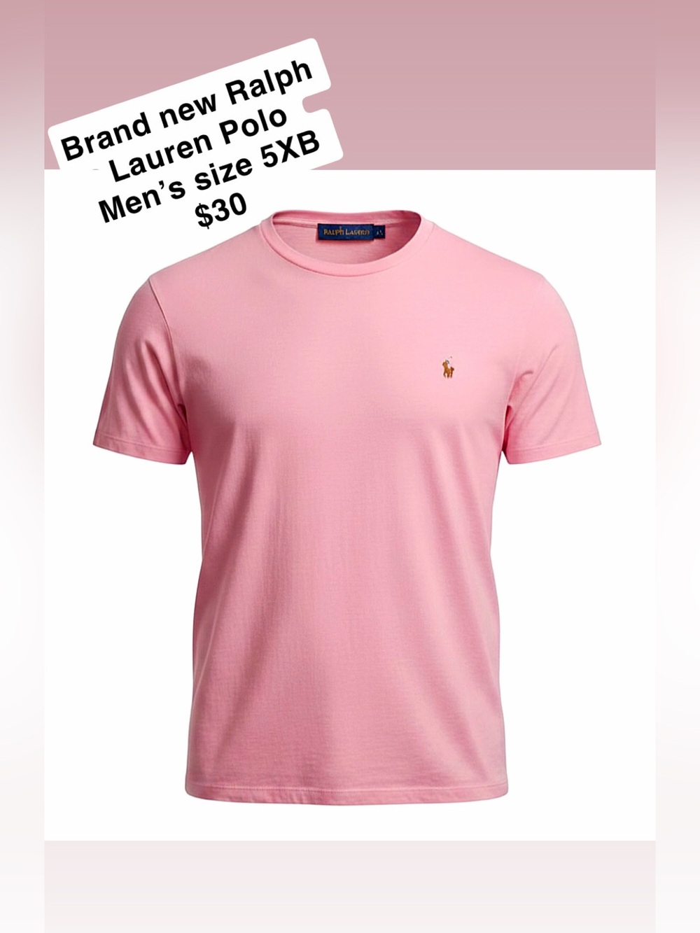 Ralph Lauren Pink Short-Sleeve Crewneck with Gold Pony